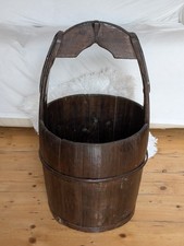 Vintage large wooden bucket - vintage,