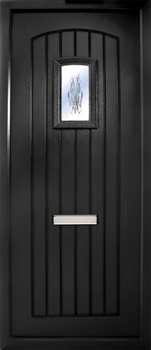 Black upvc full door - black, panel