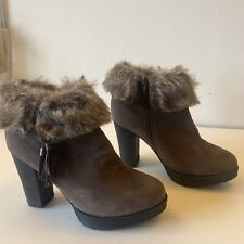 Peacocks Fur Trimmed Ankle Boots Size 5