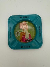 60'S Tin Pin-up Glamour Girl 4.5" Bar Ashtray, Louisiana Vintage Risque