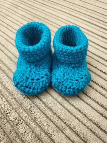 Blue baby booties months - baby,