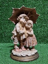Vintage Guiseppe Armani Children Under Umbrella Signed Art Porcelain Figurine 