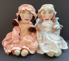 Two Ragdolls with embroidered faces and handmade bodies 12" 30cm
