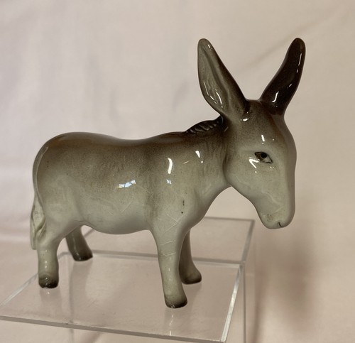 Vintage ceramic grey donkey - ceramic,