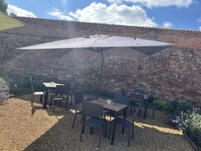 Garden Cantilever Parasol Hanging Umbrella with Base Light Grey, 3x3m