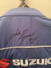 Suzuki team shirt signed by John Reynolds (Rizla Suzuki) button down collar. New