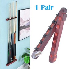 Wooden Snooker / Pool Cue Rack Wall Mounted Hanging 6 Cues Stick Holder Stand
