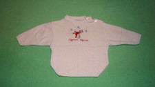 Clayeux cream jumper cardigan with reindeer for girl boy 9-12 months 74cm