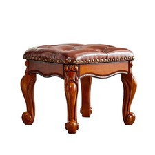 Small Footstool Brown Leather