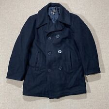 VINTAGE Golden Fleece Pea Coat Mens 38 Medium Black Wool Overcoat Sailor USA