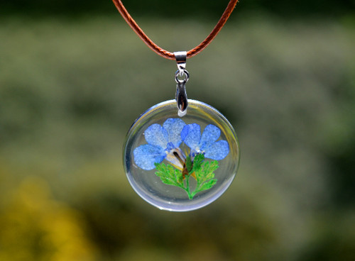 Dried flower resin pendant - dried,