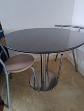 Round Granite Top Table with Chrome Base. Excellent Condition