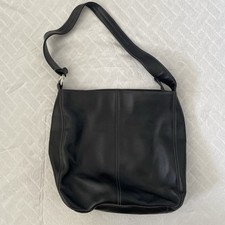 Harrods Handbag Shoulder Bag Black Leather Silver Hardware Zip Up Lined