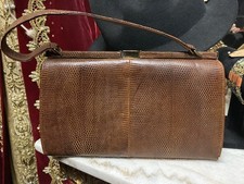 1960s Vintage Mappin & Webb Handbag Brown Lizard