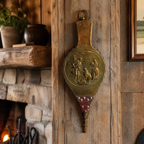 Vintage fireplace bellow brass - vintage,