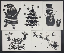 6 x  Christmas Decoration Snow Spray Stencil Deer Tree SnowFlake Santa Snowman 