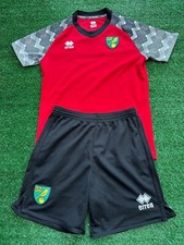Norwich City Red Training T-Shirt & Shorts Errea Kit Child Boys 10 year Football