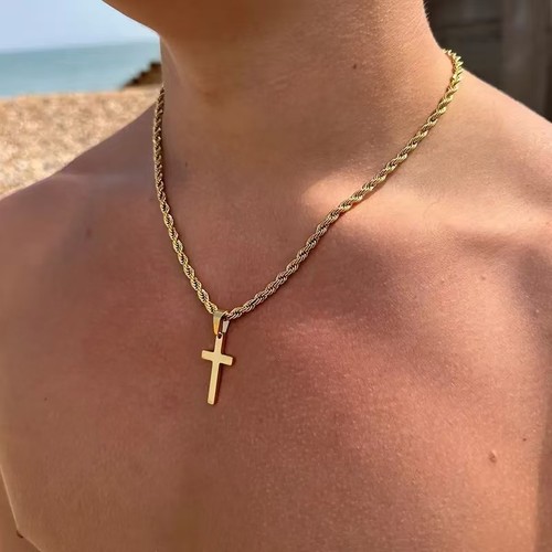 Cross pendant twisted chain