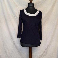 Betty Barclay Elements Navy White Layer Look Long Sleeve Top UK14 EU40