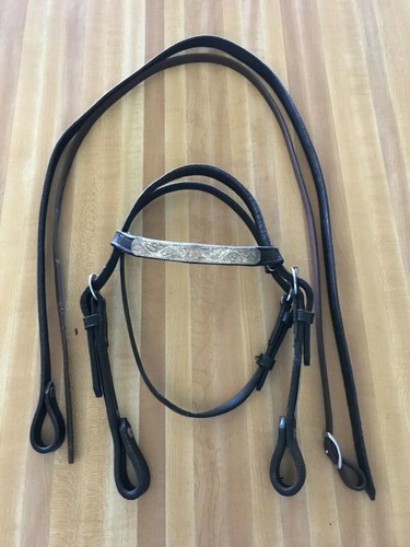 Black leather miniature - black, horse