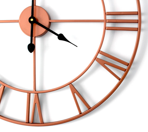 Rose gold metal wall clock - rose,