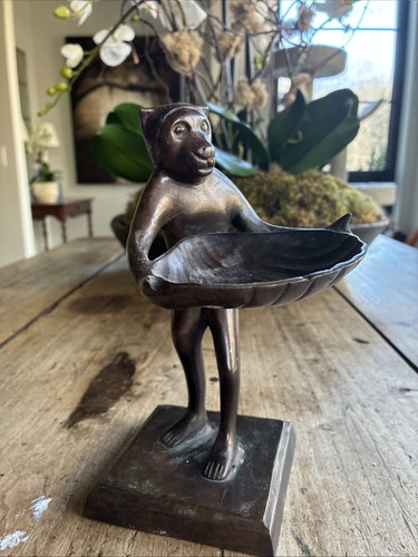 Vintage bronze monkey statue