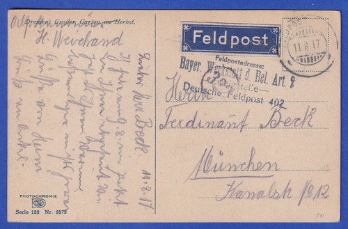 Reich 1917 field - reich, card