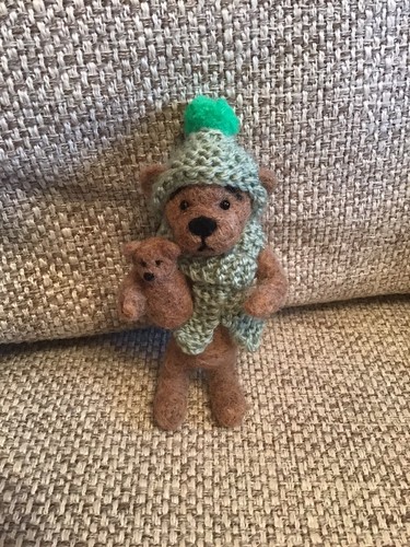 Needle felted ooak cute teddy - felted,