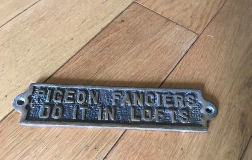 Solid brass sign pigeon - brass,