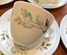 Vintage E. Brain & Co Foley Bone China Coffee Cups & Saucers "Dusk Rose" Pattern