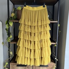 Boden Tulle Midi Skirt 10 12 Yellow Layered Ruffle New without Tags