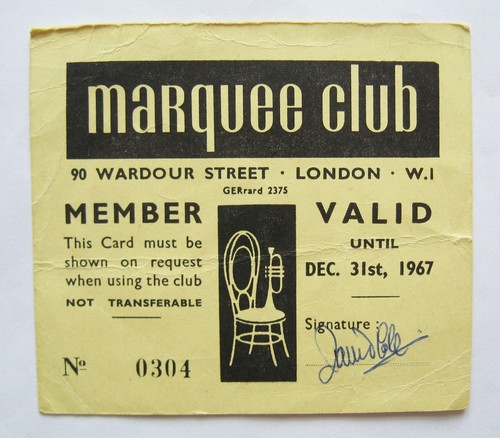 Marquee 1967 members card - 1967,