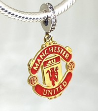 Sterling Silver 925 ⚽️ Manchester U Red Custom Football Fan Gift Charm Pendant
