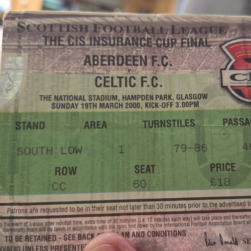Celtic aberdeen ticket stub - v,
