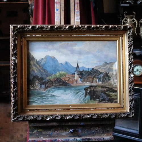 Antique alpine village - antique,