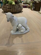 1990 Lladro Arctic Family Polar Bear and Cubs Figurine 6745 6 1/2" Tall Mint