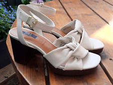 Marks & Spencer ladies ivory leather high heel sandals shoes size 6.5 new