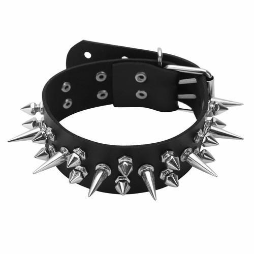 Punk gothic leather choker - leather,
