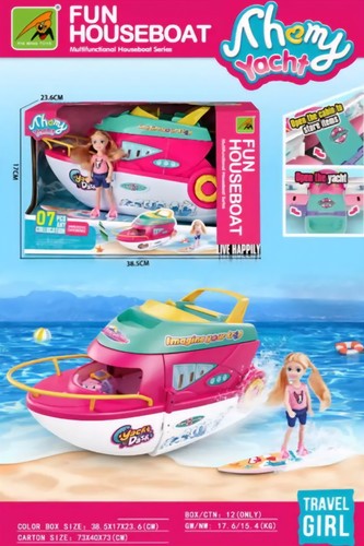 Pink barbie style speed boat - barbie,