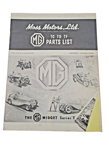 Moss motors ltd parts list - moss, mg