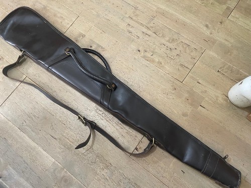 Brown leather shotgun case - brown,