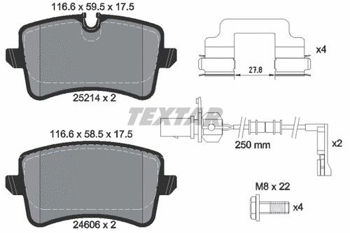 Rear brake pad set - pad, disc