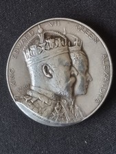 1902 Edward VII Queen Alexandra Silver Coronation Medal 32.6g By E. Fuchs