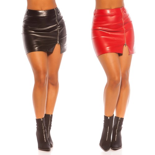 Mini skirt leather - skirt, front