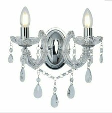 x4 Marie Therese Chrome & Crystal 2 Lamp Wall Light**