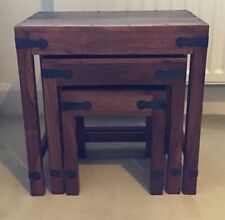Nest of 3 Tables  Solid Sheesham (Rosewood) Wood iron studs