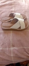 Ladies White Crossover Sandals
