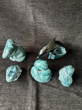 5 Poole Pottery Animals 2 Mice 1 Otter With Fish 1 Frog 1 Dolphin