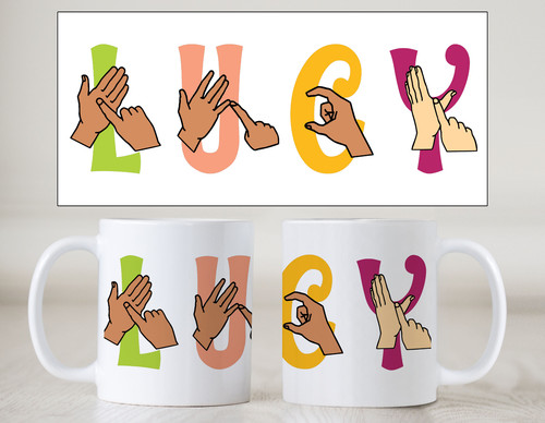 Personalised sign language mug - personalised,