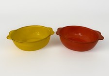 Vintage Red and Yellow PYREX Sprayware Serving Bowls Mixing Bowls